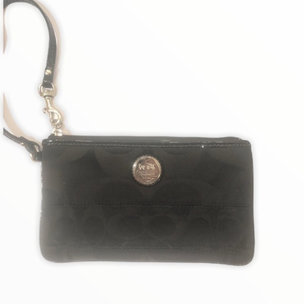 Coach signature black wristlet